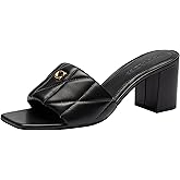 COACH womens Holly Block Heel Sandals With Quilting