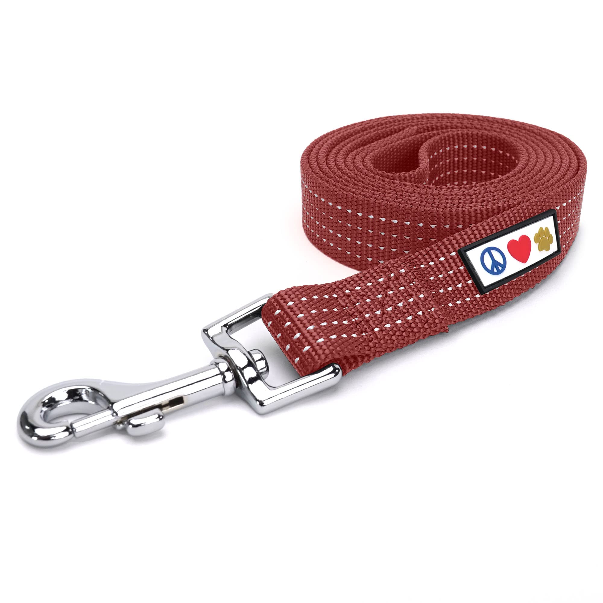 Pawtitas Dog Lead for Large Dogs Comfortable Handle Training Dog Lead 1.8m Long Dog Lead Puppy Lead - Reflective Lead Marsala Brown Dog Leads for Medium Dogs or Lead for Large Dog