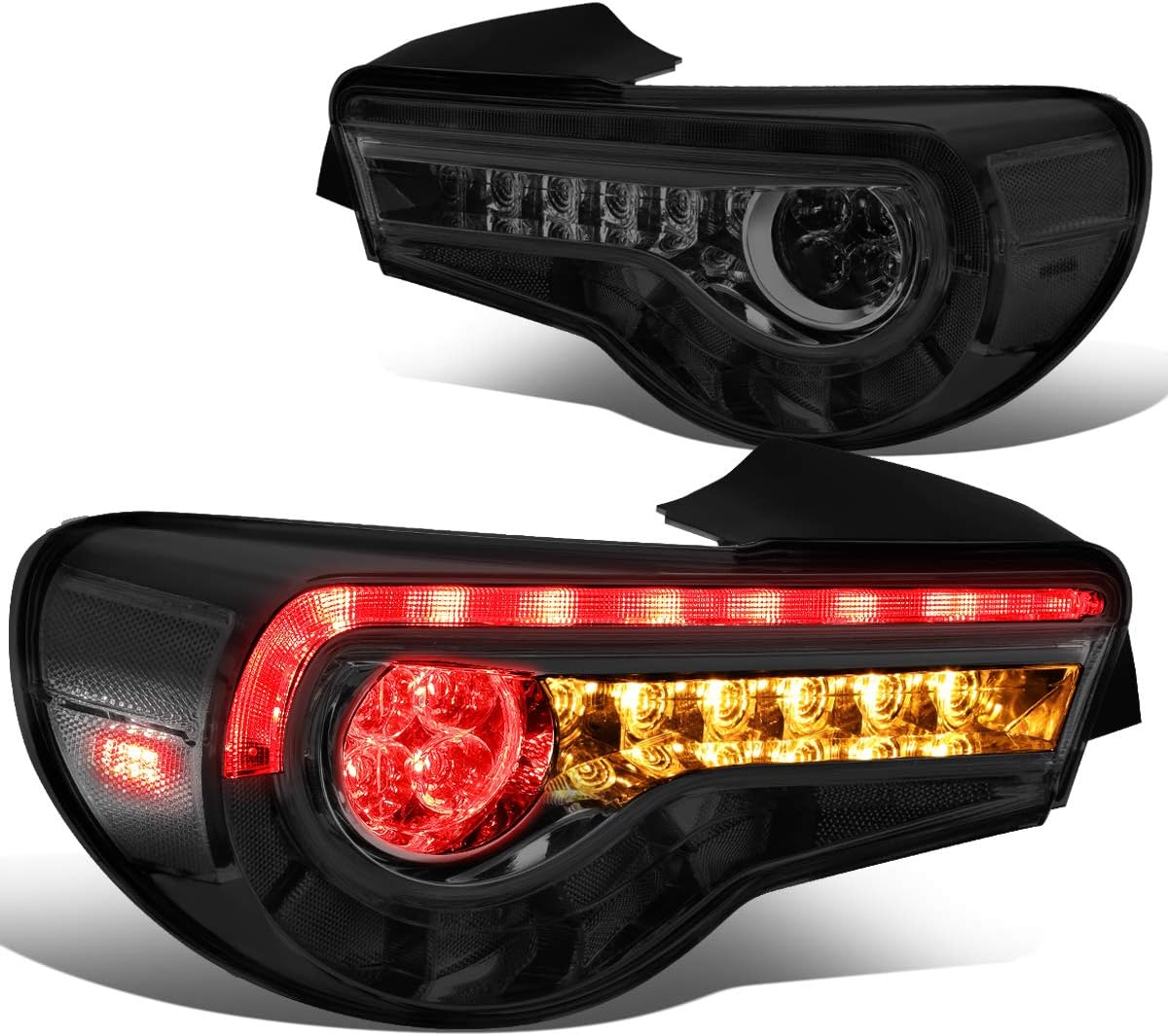 Replacement for 13-18 Scion FR-S/86/Subaru BRZ Smoked Housing Sequential LED Turn Signal Tail Light Brake Lamps