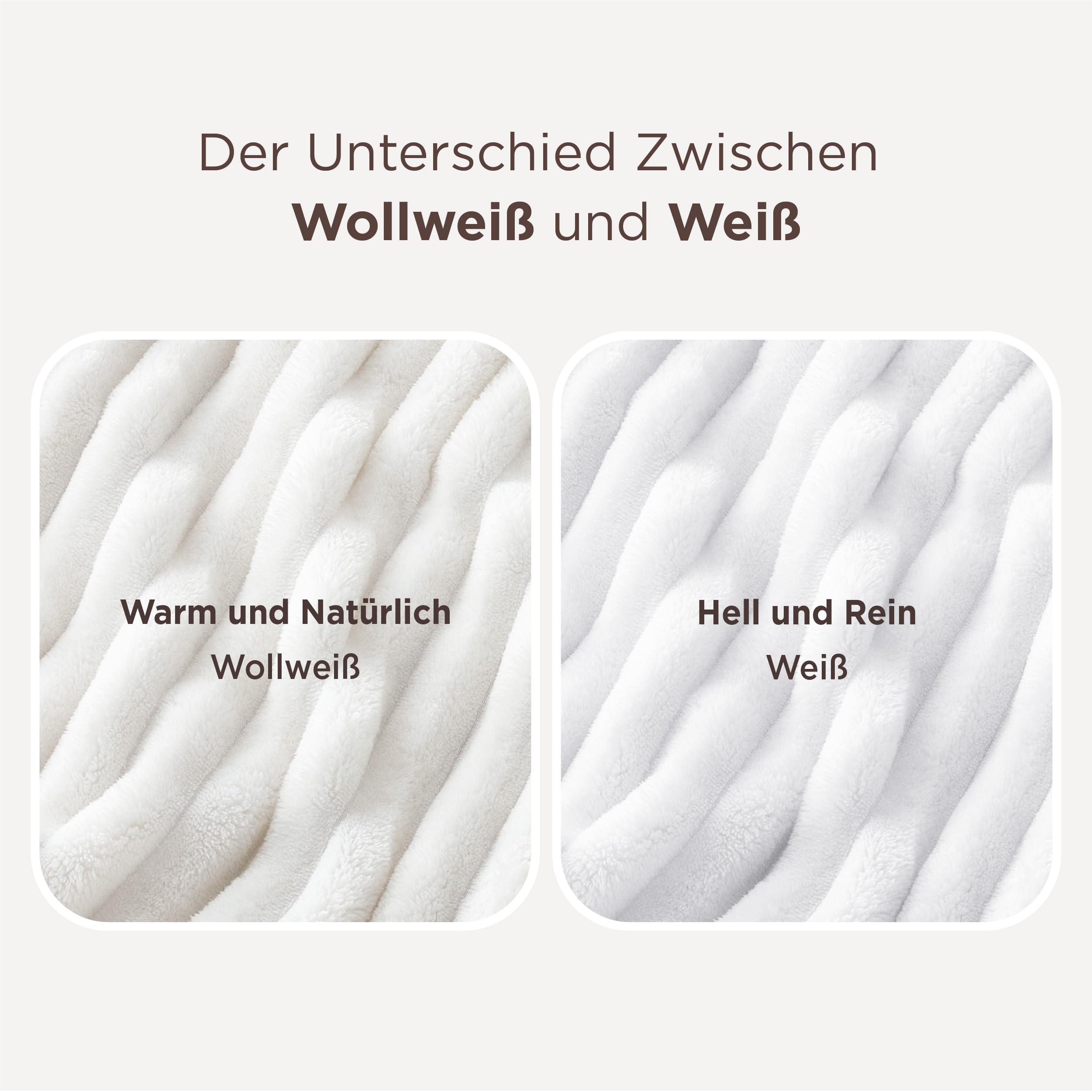 BEDSURE Kuscheldecke für Zimmer Deko - Wolldecke & Fleecedecke, Sofadecke, Weiche Warme Grobe Korddecke für Couch, Geschenke für Frauen, Tagesdecke, Wollweiß, 150 x 200 cm 2