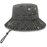 CHOK.LIDS Classic Cotton Wide Brim Bucket Hat with Adjustable String Trendy Unisex Sun Hat Lightweight Outdoor Travel Boonie