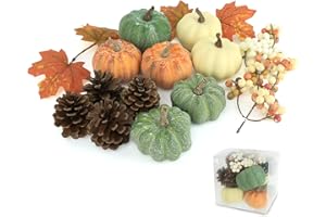 Ghrdopy 15 PCS Mini Pumpkin Decor - Plastic Pumpkins Fall Decor for Halloween Thanksgiving Artificial Pumpkins Fall Home Decor