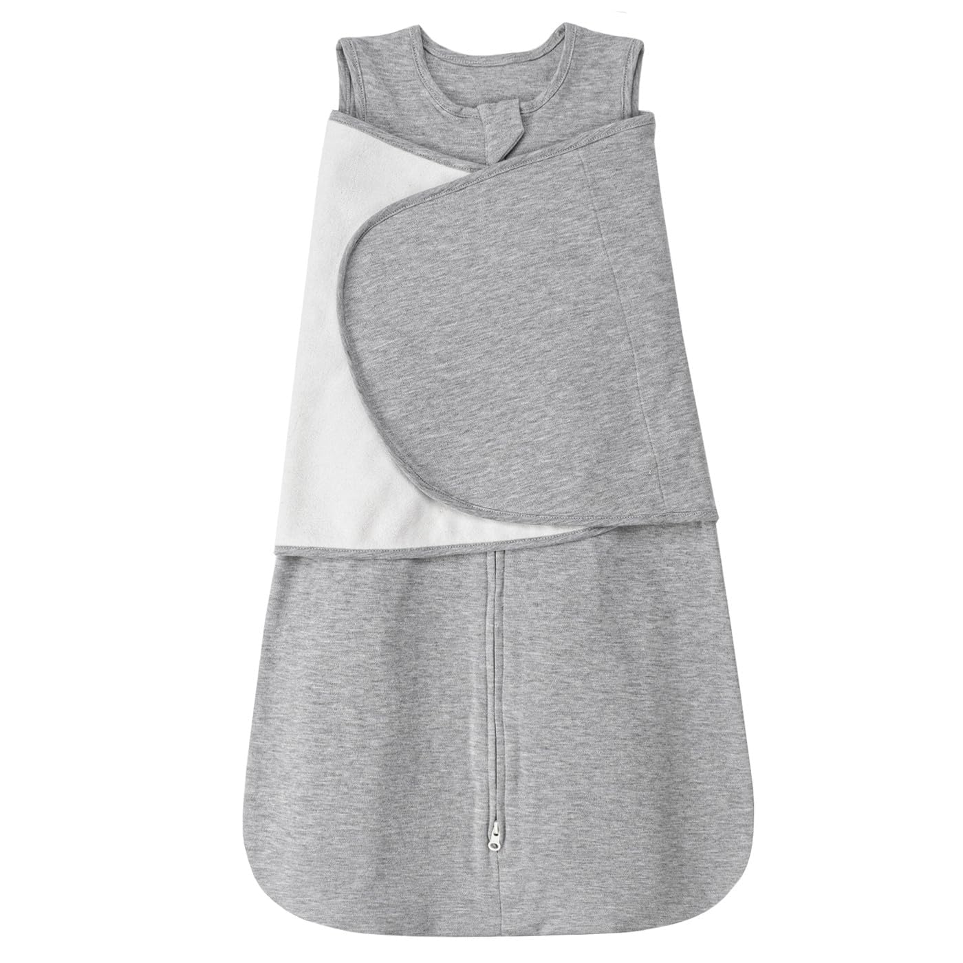 ZIGJOY Newborn Sleeping Bag Swaddle Wrap 1.0 TOG Baby Swaddle Sleeping Bag 100% Cotton Baby Wearable Blanket for New born Infant Boy Girl Grows 6-12 Months, Grey