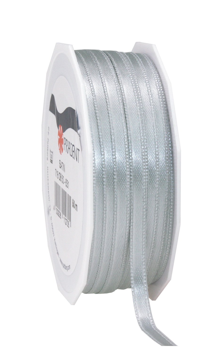 PRÄSENT C.E. Pattberg Satin Sterling Silver Gift Ribbon, 55 Yards for Wrapping Gifts, 0.24 inches Width, Ribbon for Decorating & Crafting, Decorative Ribbon for Gifts, for Every Occasion,Dark Blue,6mm - 50m,7180650-631