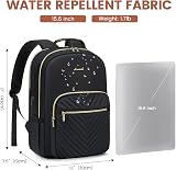 LOVEVOOK Laptop Backpack Women 15.6 inch USB Port Padded 10 Pockets Black view 3