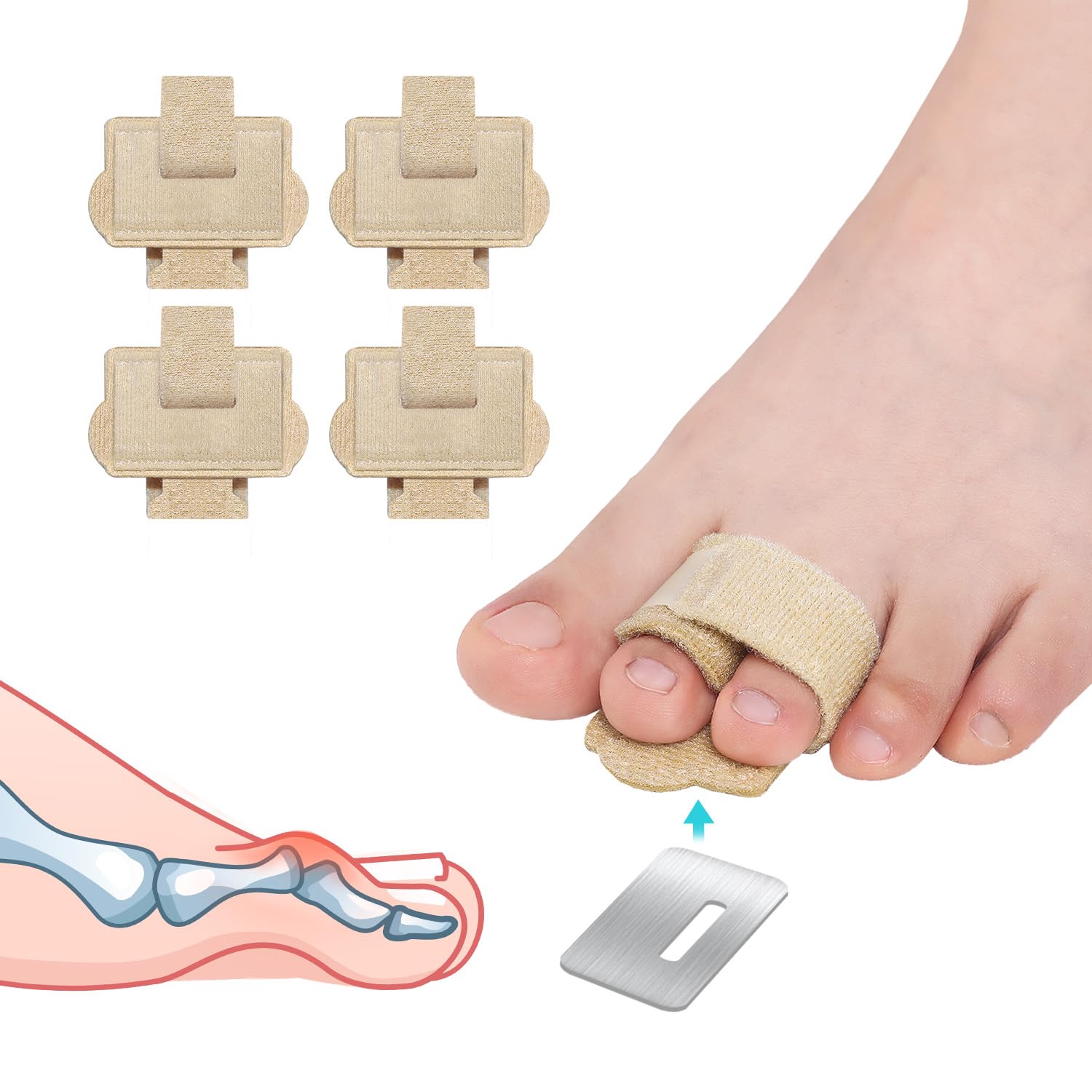 Hammer Toe Straightener Corrector Wrap for Women, Hammer Toe Splint Support - 4 in package