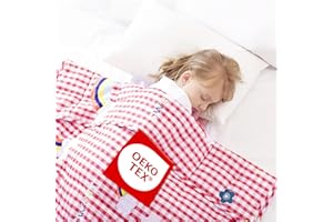 ROKDUK Weighted Blanket Kids 7 Pounds 41x60 in 100% Oeko-Tex Natural Egyptian Cotton 1200TC Toddler Weighted Blanket Glass Beads Small Heavy Blanket Throw Printed Pink Rainbow Plaid