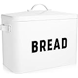 Bread Box for Kitchen Countertop - Extra Large Keeps 2+ Loaves Fresh - White Metal Bread Box Storage Bin for Modern Farmhouse
