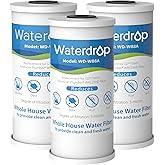 Waterdrop FXHTC Whole House Carbon Water Filter, Replacement for GE® FXHTC, GXWH40L, GXWH35F, Culligan® RFC-BBSA, American Plumber W10-PR, W10-BC, WRC25HD, 10" x 4.5" Cartridge, 5 Micron, Pack of 3