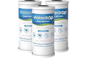 Waterdrop FXHTC Whole House Carbon Water Filter, Replacement for GE® FXHTC, GXWH40L, GXWH35F, Culligan® RFC-BBSA, American Plumber W10-PR, W10-BC, WRC25HD, 10" x 4.5" Cartridge, 5 Micron, Pack of 3
