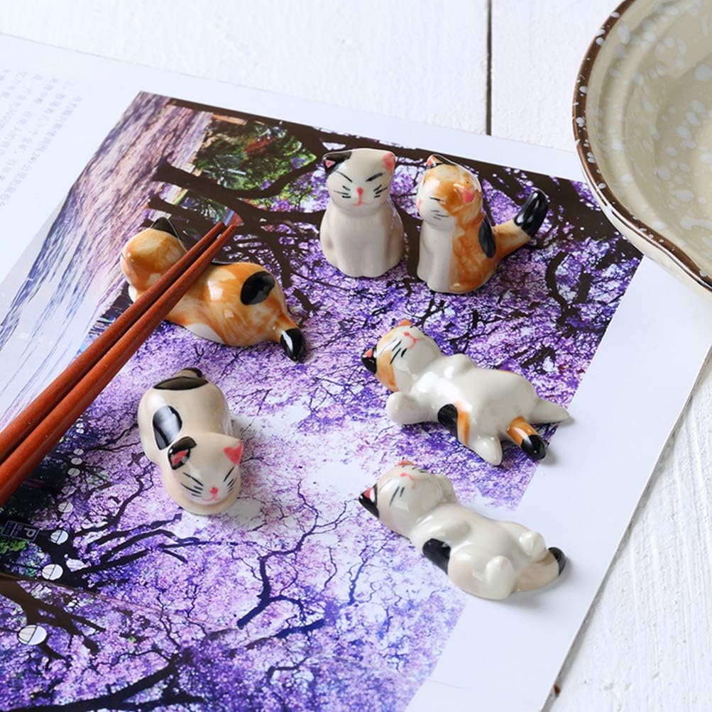 UPKOCH 4 Stücke Keramik Besteckablagen Messerbänkchen Katze Form