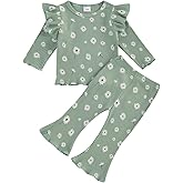 Baby Girl Fall Clothes Set Ruffle Long Sleeve Tops Flare Pants Cute Infant Toddler Outfits 6 12 18 24 Months 2T 3T
