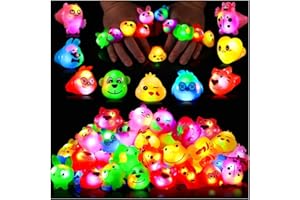 Mikulala 24 Pack LED Light up Animal Rings, Christmas Party Favors for Kids 4-8 8-12 Glow in Dark Goodie Bag Stuffers Treasure Box Toys Carnival Classroom Prizes Birthday Return Gifts for Boys Girls