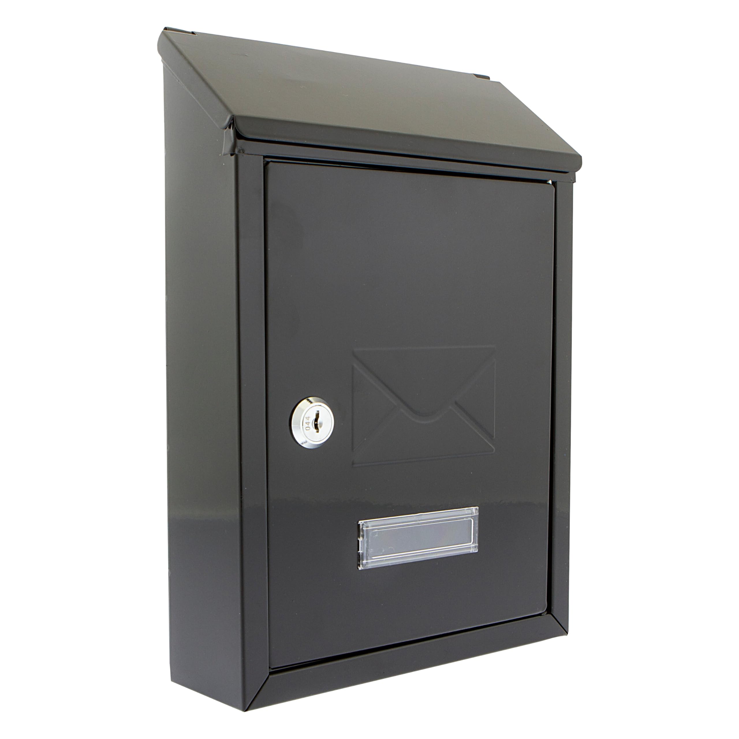 Burg-Wachter MB09BK Avon Rear Entry Wall Mounted Galvanised Steel Lockable Weatherproof Post Box - Black - 21x30x6.5cm