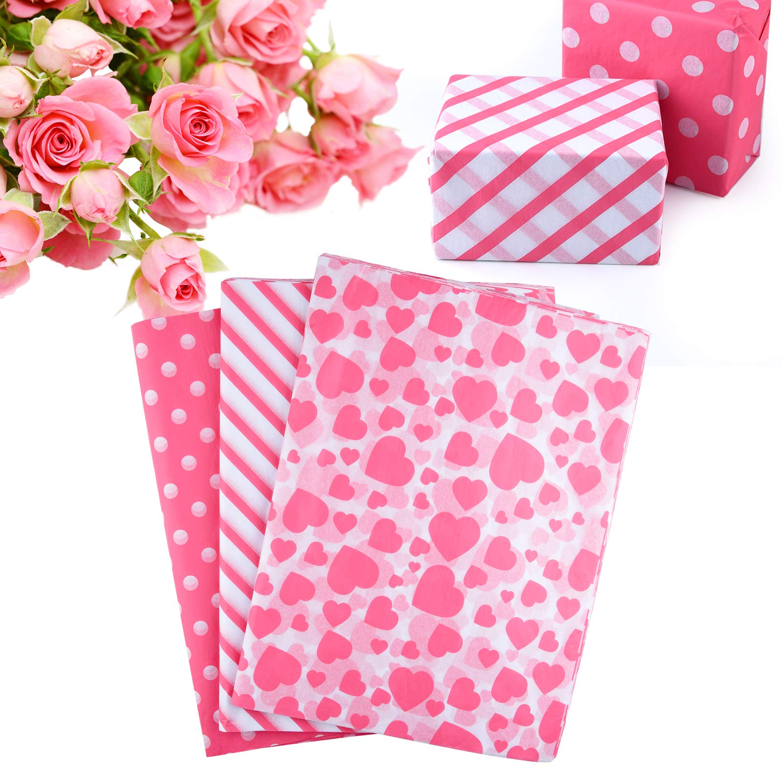 PLULON 60 Sheets Valentine Gift Wrapping Tissue Paper Birthday, Tissue Paper for Home, Kitchen, Crafts, Wrapping Accessory