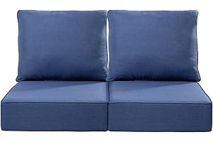 Giantfurnni 6" Outdoor Seat Cushions 24x24 in - Set of 2 Water Resistant Patio Chair Comfortable Cushion for Porch Set Rattan Dining Rocker Glider Chairs Loveseat Couch Sectional Sofa - Navy Blue