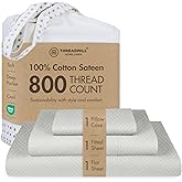 Threadmill Twin Sheets for Twin Mattress | 800 Thread Count Jacquard Celine Light Grey Sheet | 100% Cotton 3 Piece Bed Sheets | Extra Long Staple Cotton | Cotton Sheets with Elasticized Deep Pocket