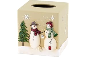 Avanti Linens - Tissue Box Cover, Resin Countertop Accessories, Christmas Decorations (Snowmen Gathering Collection)