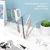 Uquelic Acrylic Pen Holder 2 Compartments Clear Desk Tidy Organizer view 2