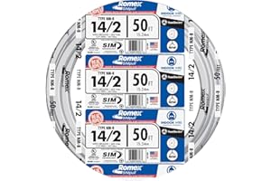 Southwire 28827422 50' 14/2 with Ground Romex Brand SIMpull Residential Indoor Electrical Copper Wire Type NM-B, White