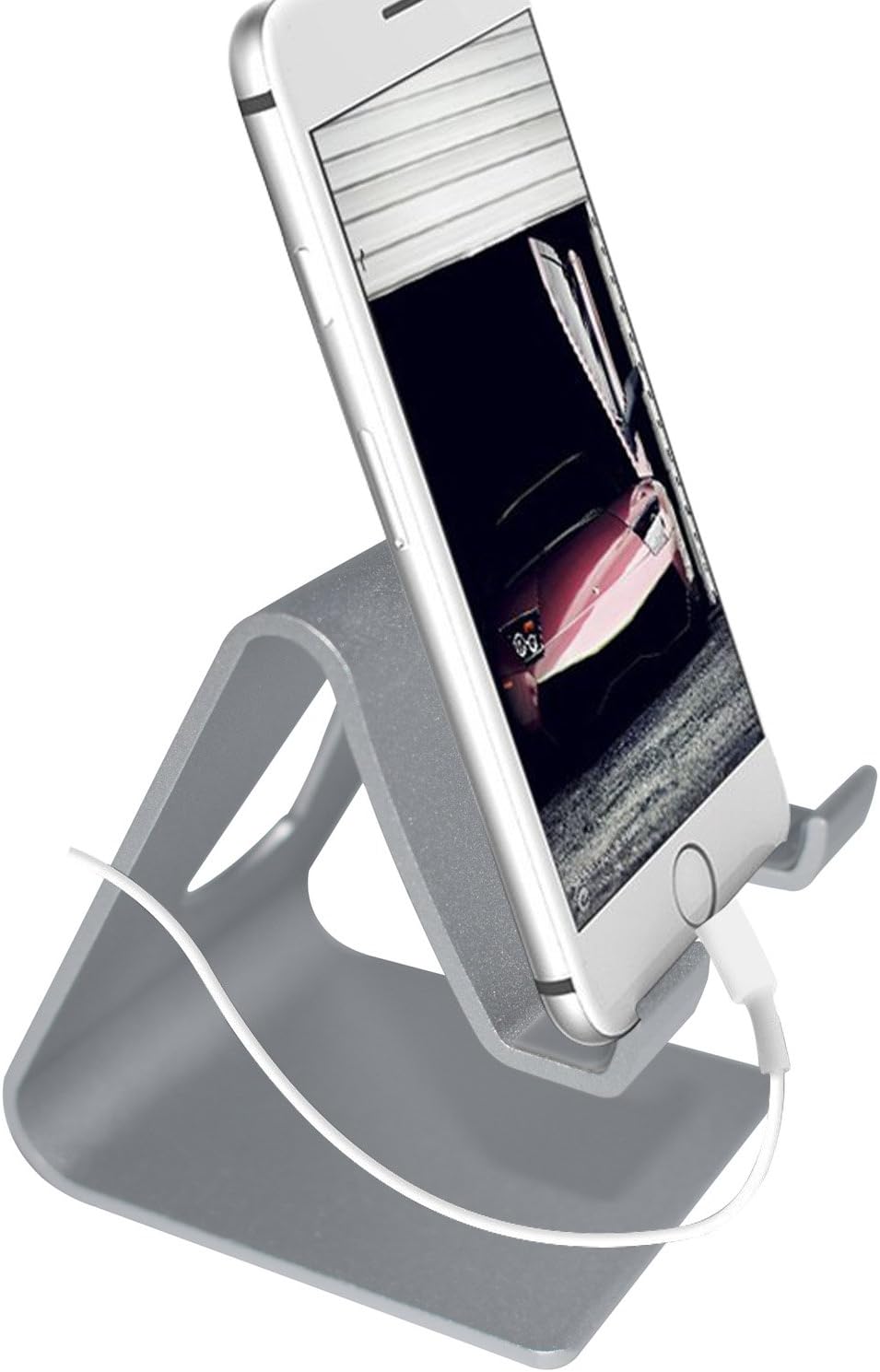 Universal Desktop Cell Phone Tablet Stand Holder Cradle, Solid Aluminum Alloy Metal Dock for iPhone 8/8 Plus/7/7 Plus, iPhone X, Galaxy Note 8/S8/S8 Plus, HTC and All Android Smartphones, Silver