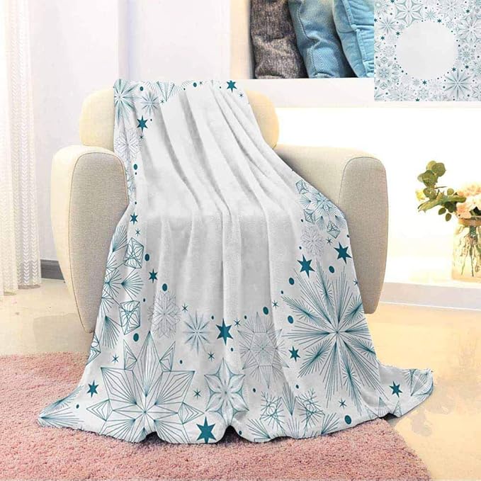 GGACEN Teal and White Comfortable Large Blanket Christmas