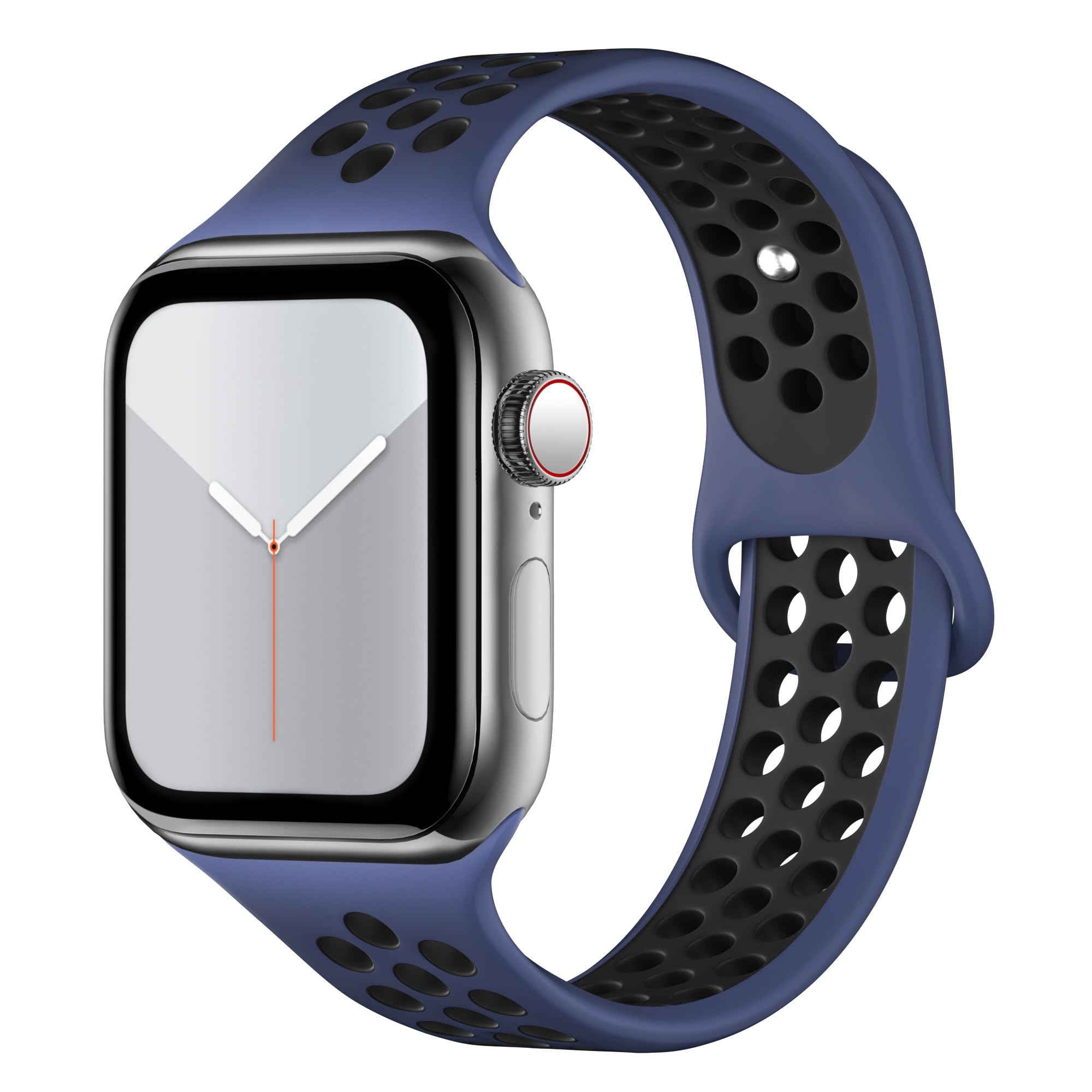Sport Watch Band Compatible with Apple Watch Band 38mm 40mm 41mm 42mm 44mm 45mm 46mm 49mm Women Men, Soft Silicone Replacement Strap with Classic Clasp for iWatch Ultra SE Series 10/9/8/7/6/5/4/3/2/1 (Midnight Blue/Black, 44mm/45mm/46mm/49mm/42mm(Series 3) S/M)