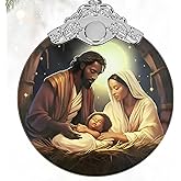 Stained Glass Nativity Ornament - Christmas Tree Decoration for Men & Women - Religious Gifts, Christmas Christian Decor