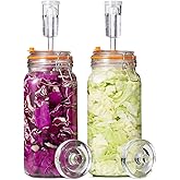 JILLMO Fermenting Jar, 2 Liter Glass Fermentation Kit with Fermenting Weights and Airlocks for Kombucha, Sauerkraut, Pack of 2