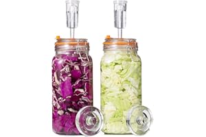Jillmo Fermentation Jar, 2 Liter Fermentation Kit with Fermenting Weights and Airlocks, Pack of 2