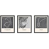 Poster Master 3-Piece Race Track Poster - Car Racing Print - Monaco Art - Silverstone Art - Monza Art - Sports Art - Race Circuit Art - Great Office or Garage Wall Decor - 11x14 UNFRAMED Wall Art