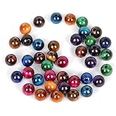 AD Beads Natural Gemstone 8mm Round Loose Beads Big Hole 2.5mm Sized 40pcs (Multicolour Tiger's Eye)