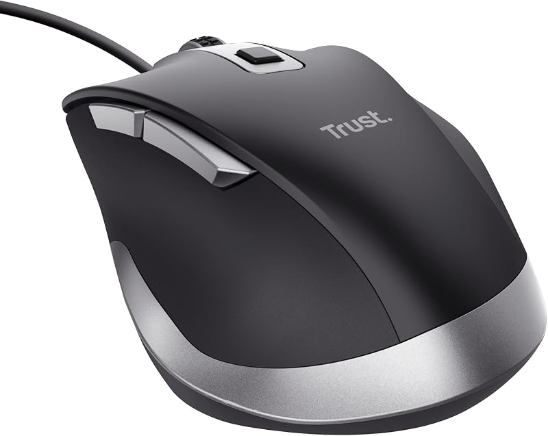 Fyda Mouse con Filo 600-5000 DPI, 6 Pulsanti, Forma Sagomata, Nero