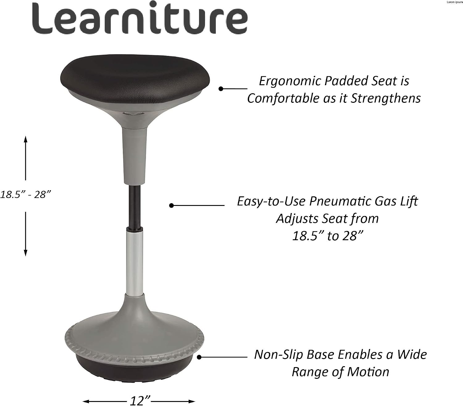School outfitters Adjustable-Height Sit-to-Stand Wobble Motion Active Core Training Stool for Home School, or Office, Black - Image 4