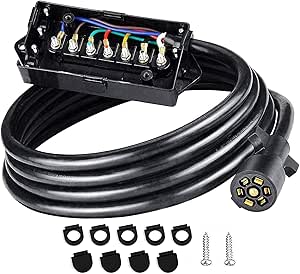 Amazon.com: Miady Heavy Duty 7 Way Plug Inline Trailer Cord ...