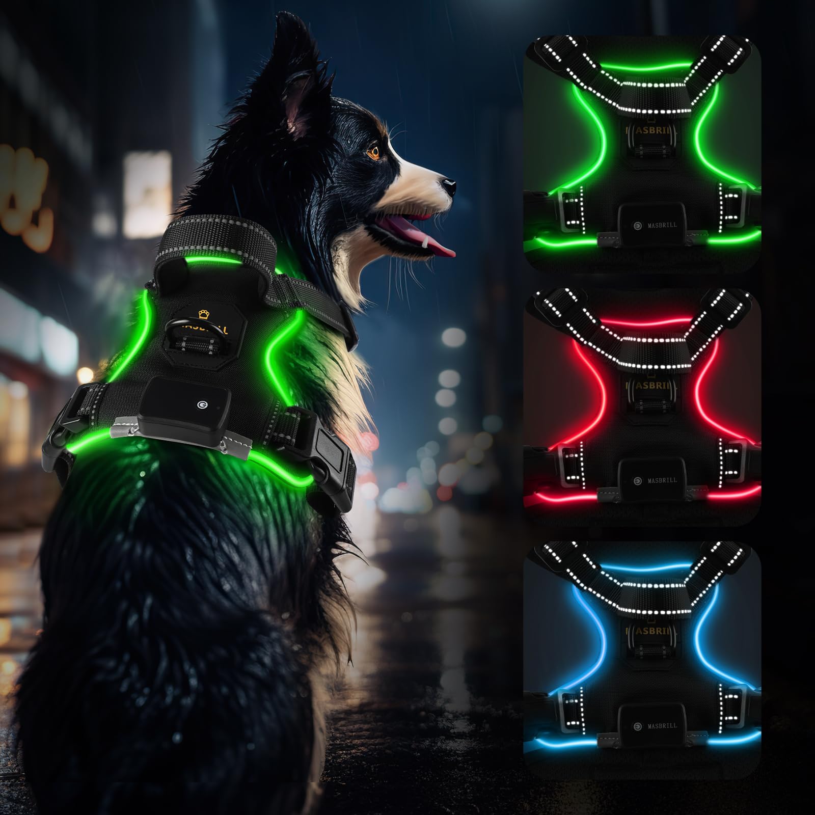 Photo 1 of ***VERY USED*** MASBRILL Light Up Dog Harness - No Pull Led Dog Harness Rechargeable Adjustable Lighted Dog Vest Harness for Small Medium Large Dogs