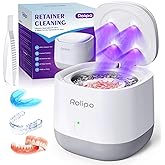 Rolipo Ultrasonic Retainer Cleaner 320ML, 45kHz Denture Cleaner with 4 Lamps, Dental Cleaning Pod for Mouth Guard, Aligner, Braces, Toothbrush Head, Jewelry