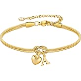 M MOOHAM Initial Knot Bracelets for Women - 18K Gold Plated Initial Knot Bracelets for Women Teen Girls, Trendy Letter A-Z Love Charm Bracelet Dainty Jewelry Womens Bridesmaid Birthday Gifts