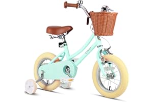 vollsch Girls Bike for Age 2-12 Years Old Kids Toddlers 12 14 16 18 20 Inches Retro Bicycles with Training Wheels Basket Bell Ring, Multiple Colors
