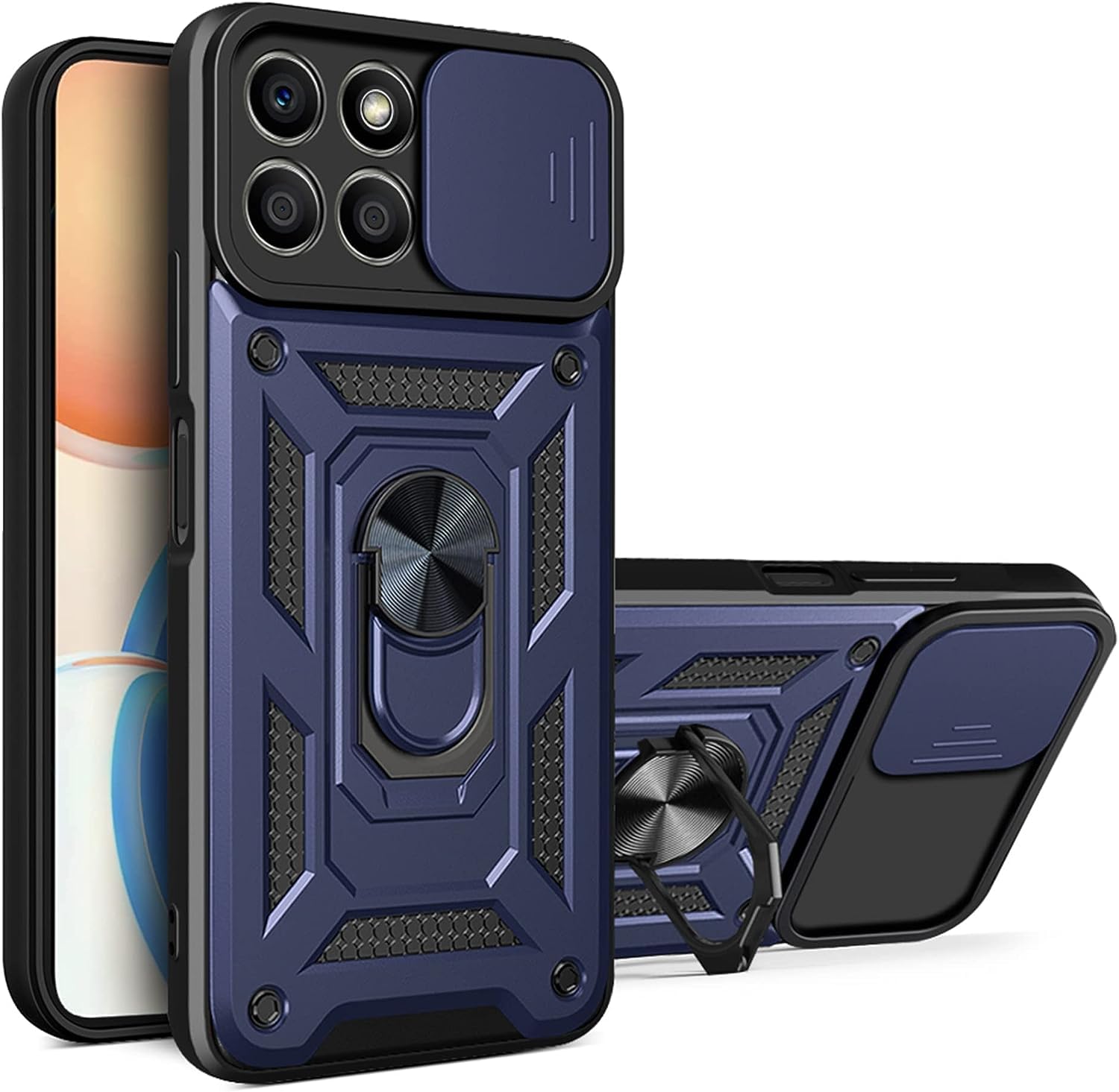 PIXFAB for Honor X6B Case, Shockproof Case with Camera Lens Protection, Protective Ring Armour Phone Cover [Kickstand], Dual Layer Shock Absorption Phone Case - Blue