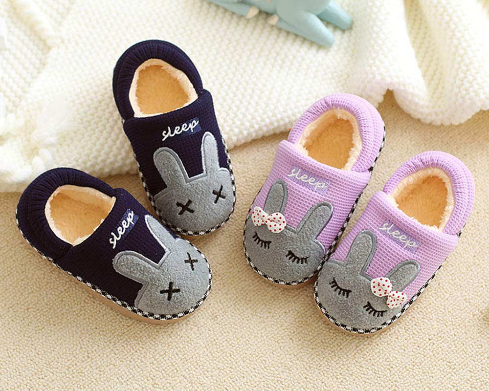 Girl Slippers Bunny Boots, Warm Indoor Home Winter Baby Kid Fluffy Hard Sole Shoes