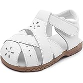 Femizee Girls Genuine Leather Soft Closed Toe Princess Flat Shoes Summer Sandals(Toddler/Little Kid)