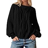 Cicy Bell Womens Oversized Cable Knit Sweaters Crew Neck Long Sleeve Fall Chunky Pullover Casual Loose Fit Sweater Tops