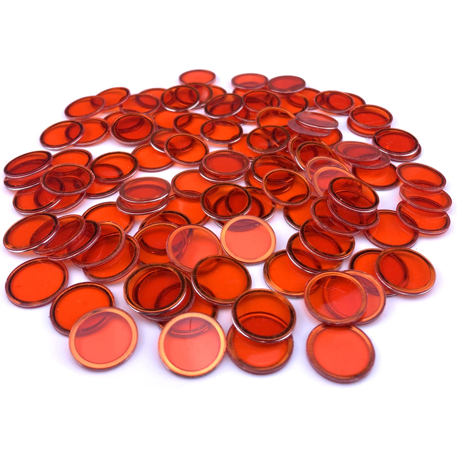 Dacefloy Magnetic Bingo Set -100 PCS Metal Ringed Chips/Plastic Poker Tokens/Markers/Math Counting/Science Exploration/STEM Kit/Family Game Nights (Red)
