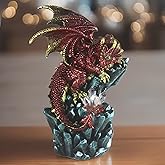 ICE ARMOR Hand Painted 6" H Red Dragon On Icicle Figurine Statue Sculpture Ornament Decoration Home/Room Decor Ideas for Housewarming, Holidays and Birthdays Great Collectible Addition