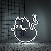 Ghost Cat Cool White Neon Sign Led Neon Lights Signs for Wall Decor USB Powered Led for Room Decoration Home Bar Game Room Party Decor