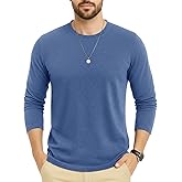 MAGNIVIT Men's Long Sleeve Shirt Cotton T-Shirt Casual Lightweight Breathable Shirts Crew Neck Plain Soft Basic Tees