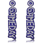 Beaded Letter GAME DAY Drop Dangle Earrings for Women Sports Statement Earrings - Game Day Jewelry Gifts