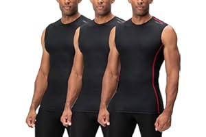 DEVOPS 3 Pack Men's Athletic Compression Shirts Sleeveless
