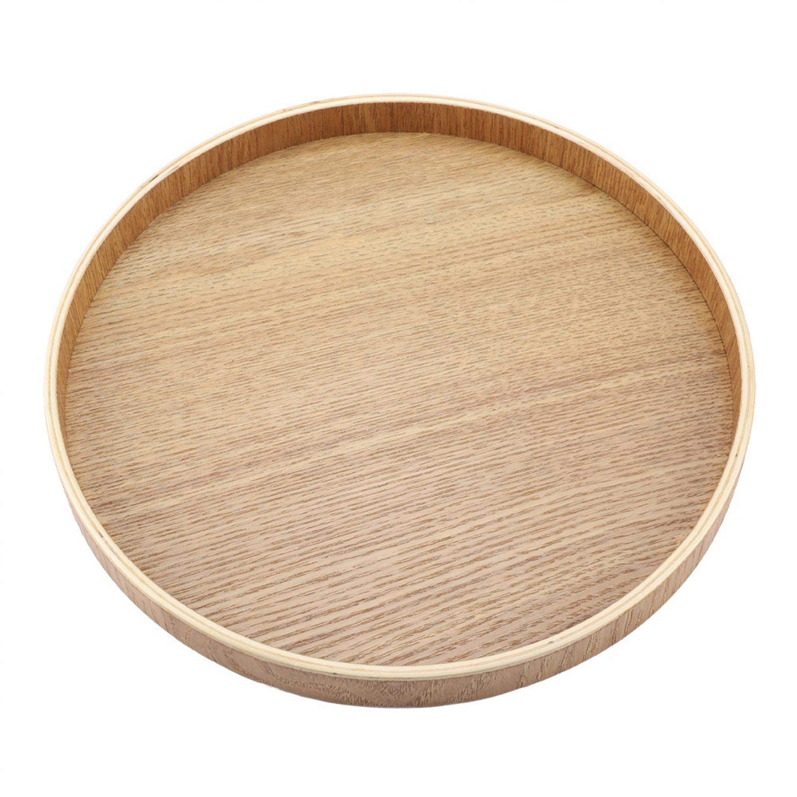 Round Plate Cheese BoardWooden Serving Tray for Tea Set Fruits Candies Food Home Decoration(30cm) Tray